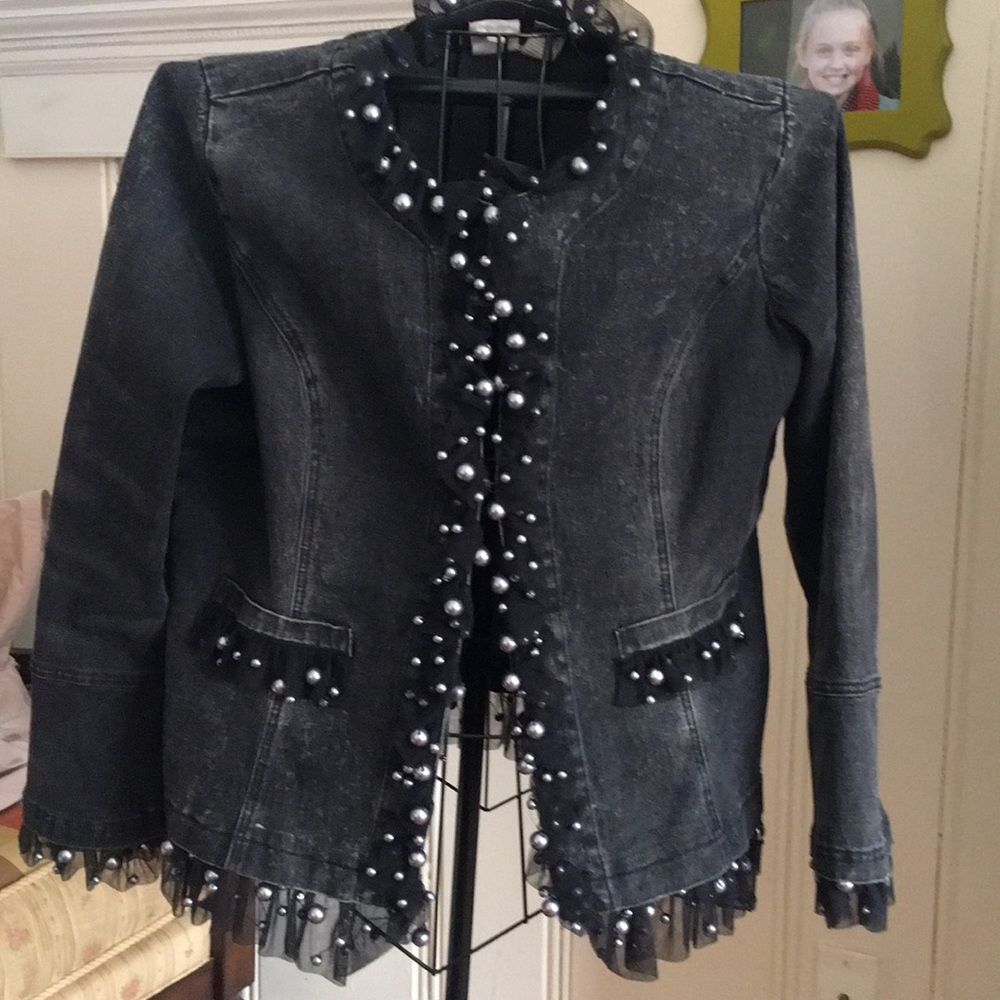 Diane Gilman washed black jean jacket